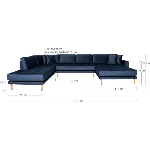 Canapé en U Lido avec extrémité ouverte - Bleu foncé Canapé en U Lido avec extrémité ouverte - Bleu foncé