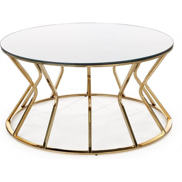 Table basse Afina 90 cm - Or/verre miroir