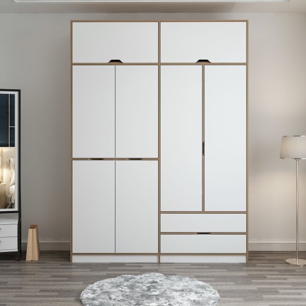 Armoire Elina 185 x 52 x 253 cm - Blanc/marron Armoire Elina 185 x 52 x 253 cm - Blanc/marron