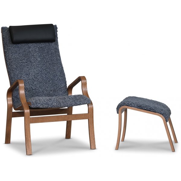 Fushion fåtölj i fårskinn scandinavian grey - Brunbetsad ek Fushion fåtölj i fårskinn scandinavian grey - Brunbetsad ek