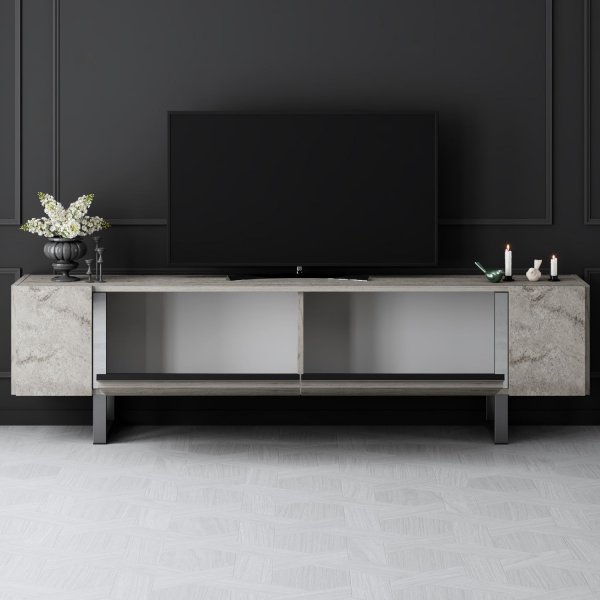 Erki TV-bänk - Travertin/silver Erki TV-bänk - Travertin/silver