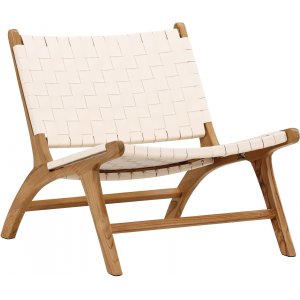 Rike loungestol - Cream PU/teak