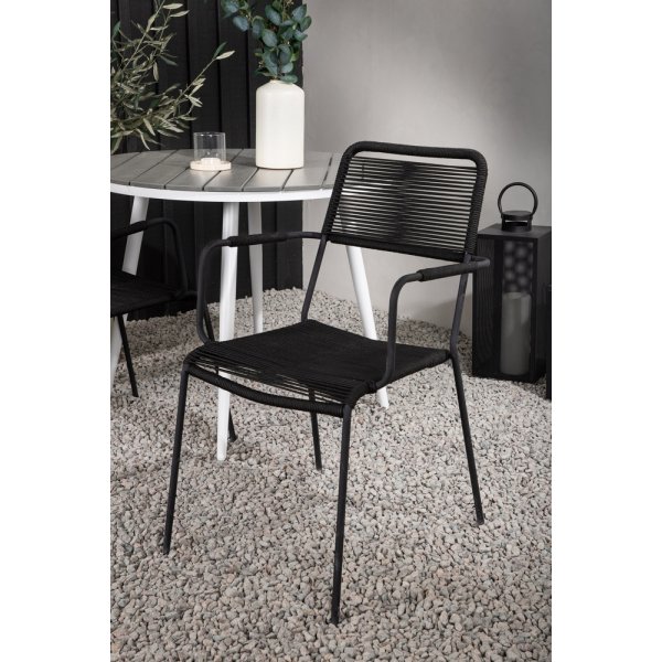 Break utematgrupp med 2 st Lindos karmstolar - Grå/Vit Break utematgrupp med 2 st Lindos karmstolar - Grå/Vit