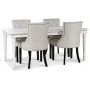 Paris matgrupp vitt bord med 4 st Tuva Eastport stolar i beige tyg