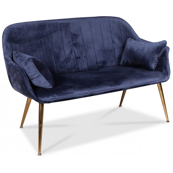 Flappy 2-sits soffa - M�rkbl� sammet / M�ssings ben