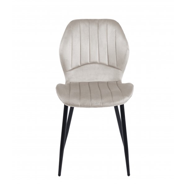 Matgrupp Sand� matbord �120cm i vit terazzo med 4st Santos matstol i beige velvet