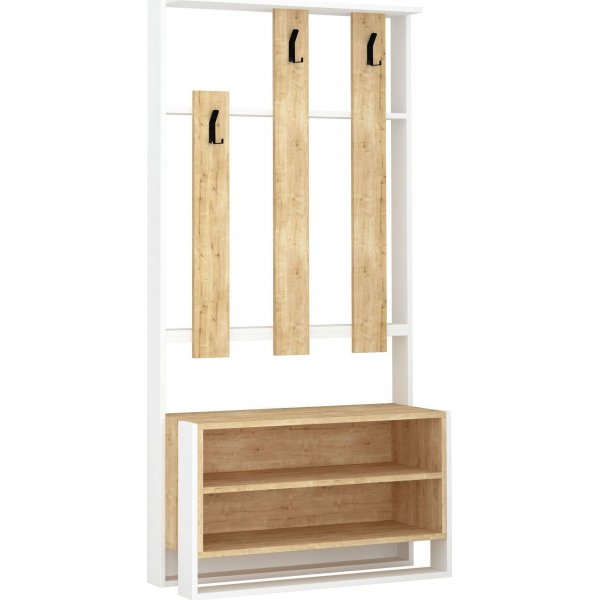 Meuble d\\\'entrée Chester - Blanc/chêne Meuble d\\\'entrée Chester - Blanc/chêne