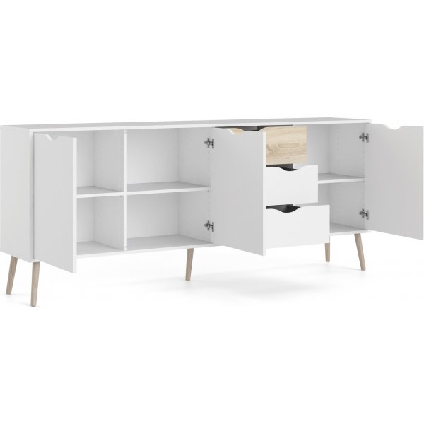 Buffet Oslo avec 3 armoires et 3 tiroirs - Blanc/chne