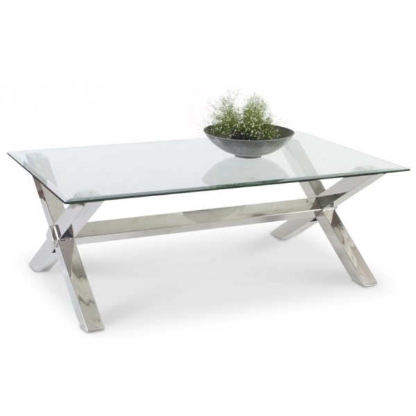 Malta soffbord 132 x 76 cm - Krom/Glas