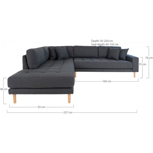 Lido Hörnsoffa med öppet avslut - Mörkgrå Lido Hörnsoffa med öppet avslut - Mörkgrå