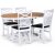 Fitchburg matgrupp; runt matbord 106 /141 cm - Vit / oljad ek med 4 st Fårö stolar med kryss i ryggen, sits i svart PU