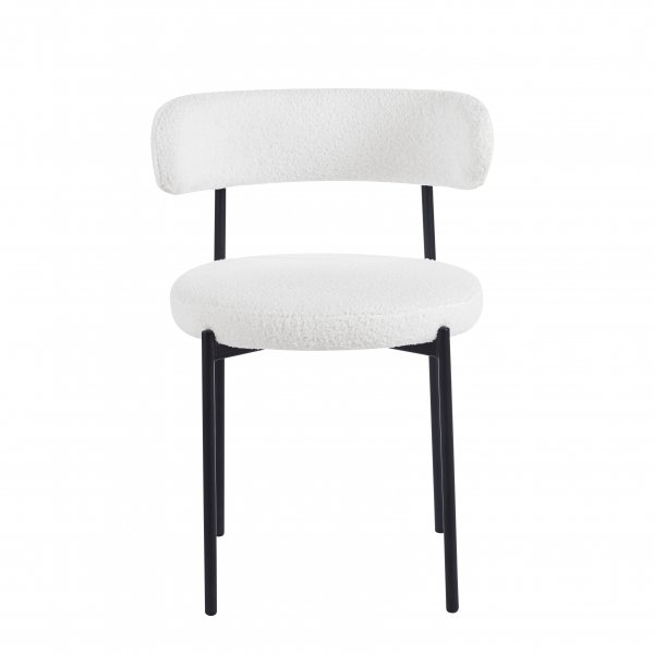 Matgrupp Crossby bord �120cm i svartbetsad ek med 4st Wilma matstol i vitt teddy