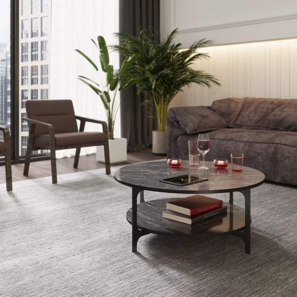 Table basse Versy 90 x 36,8 cm - Marbre noir Table basse Versy 90 x 36,8 cm - Marbre noir