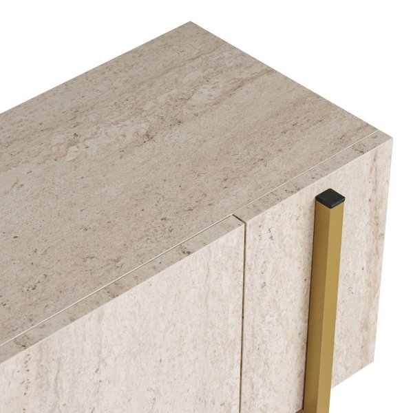 TV-b�nk Nemming 180 cm - Travertin/guld