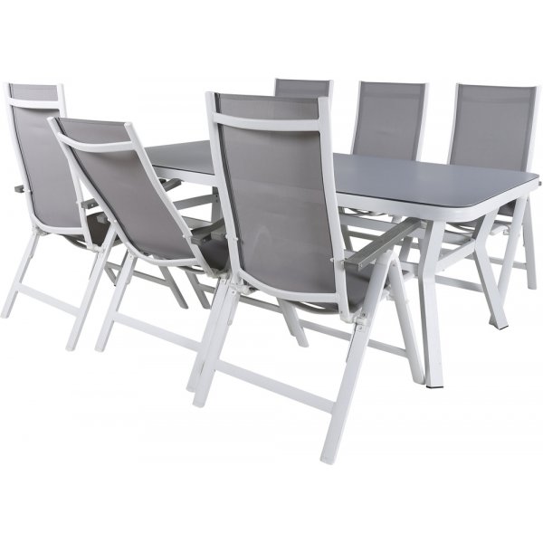 Virya utematgrupp med 6 st Albany stolar - Grå/Vit Virya utematgrupp med 6 st Albany stolar - Grå/Vit