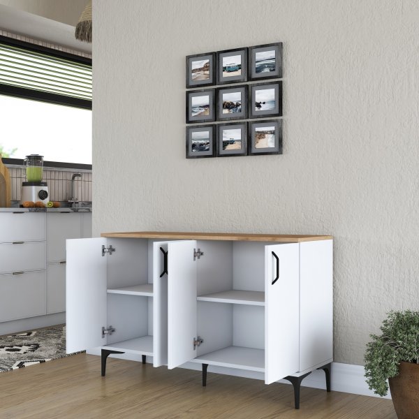 Buffet Jericho 162 - Blanc/noyer Buffet Jericho 162 - Blanc/noyer