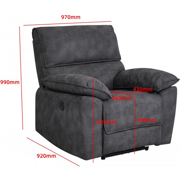 Coventry el reclinerfåtölj grå microfiber + Möbeltassar Coventry el reclinerfåtölj grå microfiber + Möbeltassar