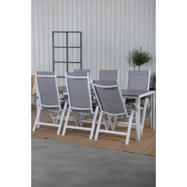 Break utematgrupp med 6 st Albany stolar - Gr/Vit