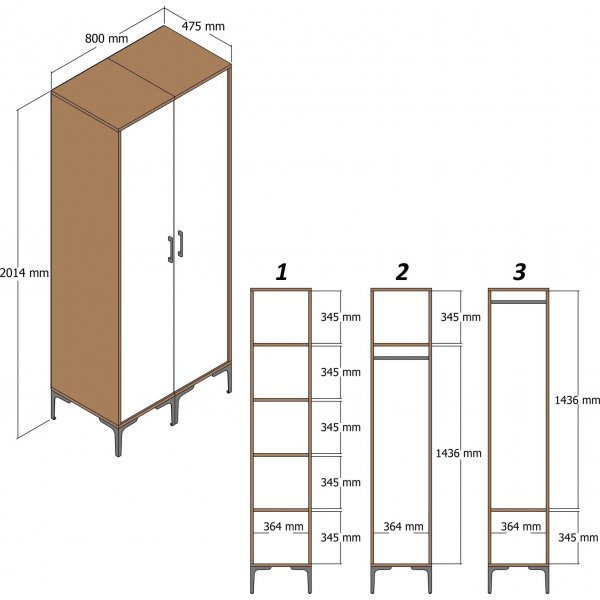 Armoire Kumsal 2 Noyer Armoire Kumsal 2 Noyer