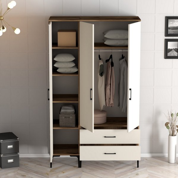 Armoire Kumsal en Noyer/crème - 120 cm Armoire Kumsal en Noyer/crème - 120 cm