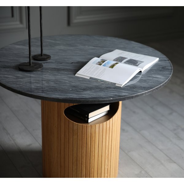 Table basse ronde Arto hauteur 60 cm - Chêne / marbre gris Table basse ronde Arto hauteur 60 cm - Chêne / marbre gris