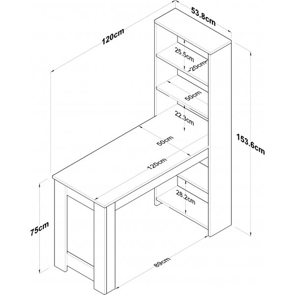 Bureau Jalle 13, 120 x 54 cm - Noyer/blanc Bureau Jalle 13, 120 x 54 cm - Noyer/blanc