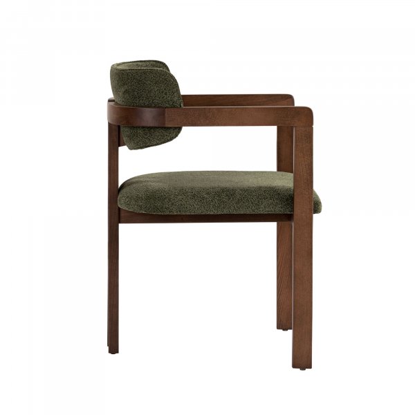 Karmstol Torpin i gr�n chenille och m�rk valn�t