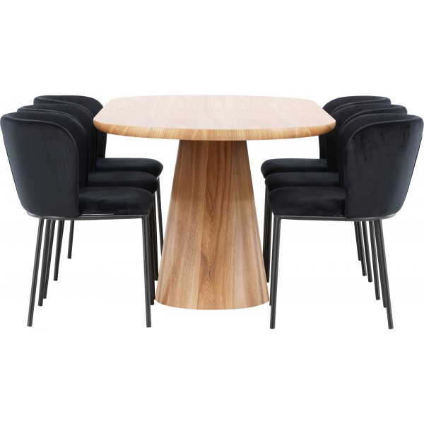 Matbord Stjärnö med 6 st Edina stolar - Svart + 4.00 x Möbeltassar Matbord Stjärnö med 6 st Edina stolar - Svart + 4.00 x Möbeltassar