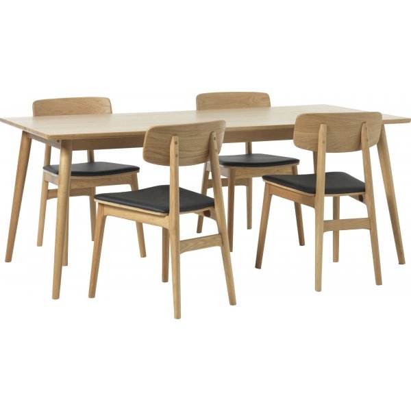 Chaise de salle à manger Kleppen en chêne huilé avec PU noir Chaise de salle à manger Kleppen en chêne huilé avec PU noir