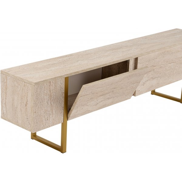 Serenity TV-bnk - Travertin/guld