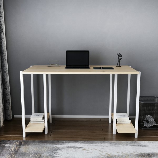 Academy skrivbord 125,2 x 60 cm - Vit/ek