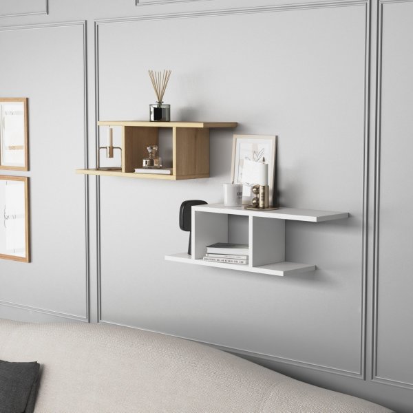 Deren vägghylla - Vit/ek Deren vägghylla - Vit/ek