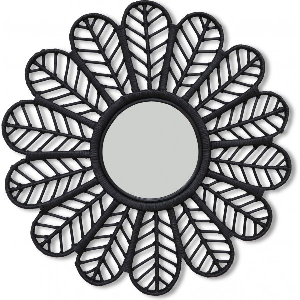 Peacock svart rund spegel 90 cm