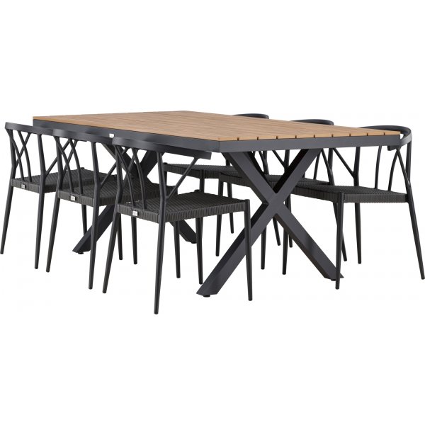 Garcia rektangulr matgrupp med 6 st Stina stolar - Svart