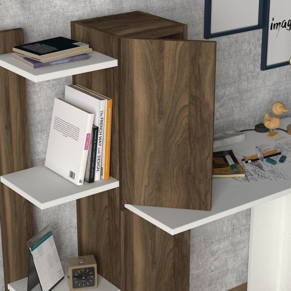 Gina bureau 90x45 cm - Wit/walnoot Gina bureau 90x45 cm - Wit/walnoot