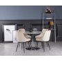 Plaza matgrupp, marmorbord med 4 st Theo sammetsstolar - Beige/Vit/Krom