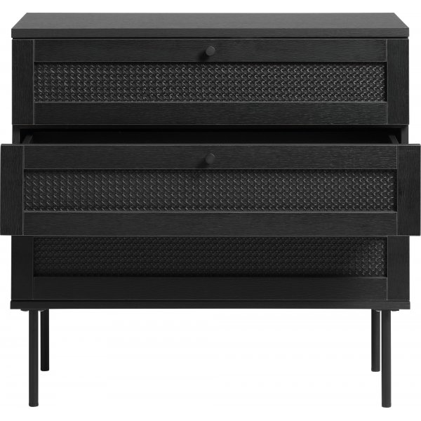Menuladekast in zwart gebeitst essenmelamine Menuladekast in zwart gebeitst essenmelamine