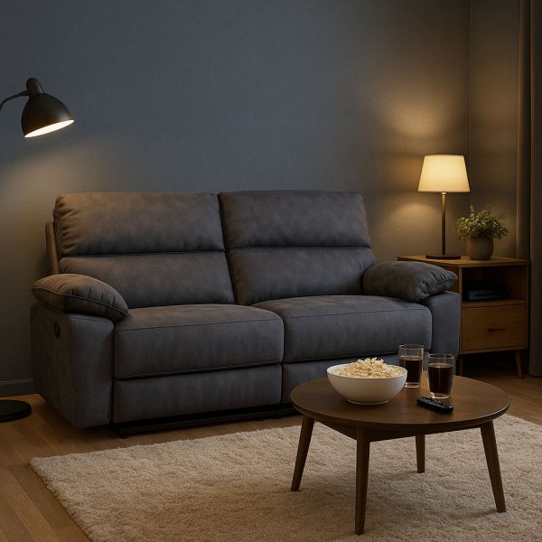 Reclinersoffa 2-sits extra bred i grtt - 197 cm