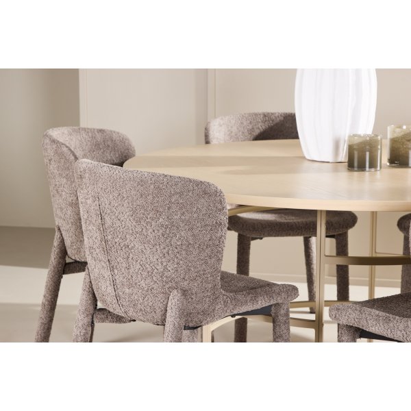 Matbord Copenhagen med 6 st Astoria stolar - Beige/whitewash + 6.00 x Stolsdyna