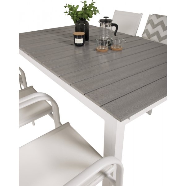 Levels utematgrupp med 6 st Santorini stolar - Grå/Vit Levels utematgrupp med 6 st Santorini stolar - Grå/Vit