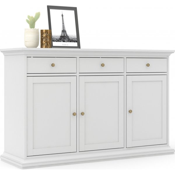 Buffet Paris avec 3 armoires et 3 tiroirs - Blanc