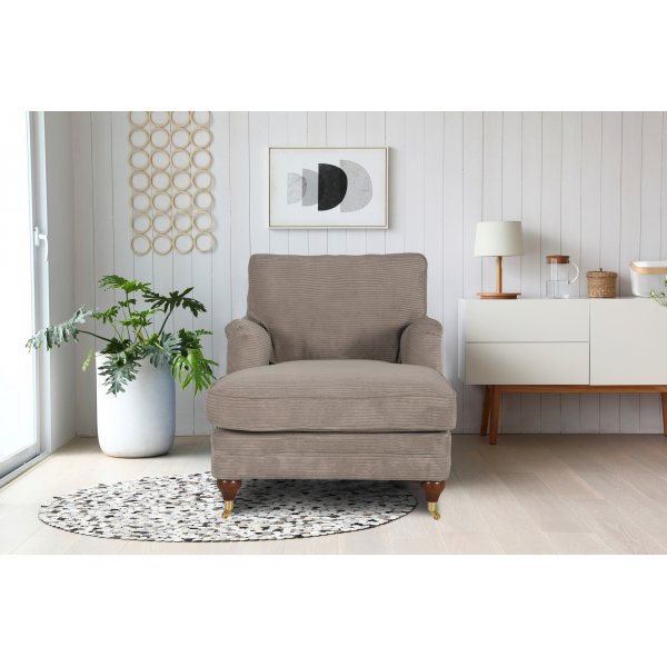 Canapé fauteuil Howard en velours côtelé beige foncé Canapé fauteuil Howard en velours côtelé beige foncé