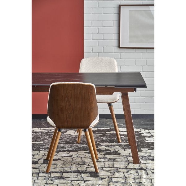 Lozano matbord 140-200 x 82 cm - Svart marmor/valnt