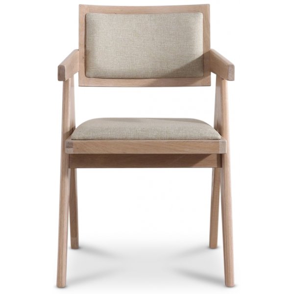 Fauteuil in wit geolied eikenhout - Sara + Textielreiniging voor meubels Fauteuil in wit geolied eikenhout - Sara + Textielreiniging voor meubels