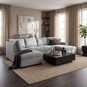 Soffa 309 cm ljusgrå - Solna + Rengöring för möbler Soffa 309 cm ljusgrå - Solna + Rengöring för möbler