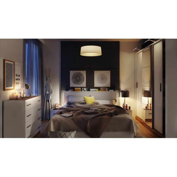 Bed 180 x 200 cm - Wit/Stirling Oak Bed 180 x 200 cm - Wit/Stirling Oak