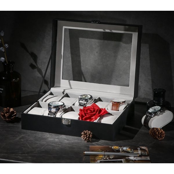 Coffret  montres Watchbox pour 10 montres - Noir/gris