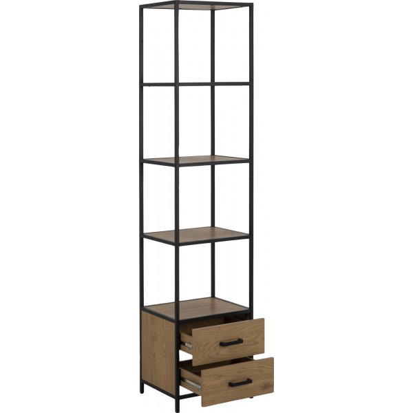 Bibliothèque Seaford 42x185 cm - Noir/chêne Bibliothèque Seaford 42x185 cm - Noir/chêne