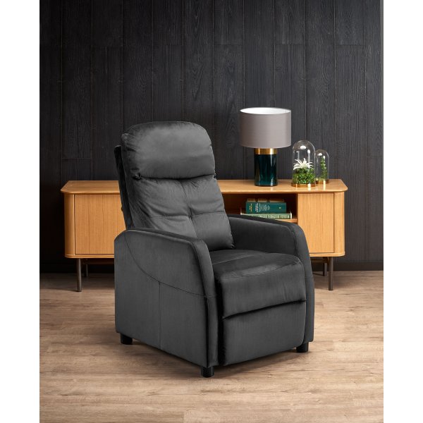 Fauteuil inclinable Gunvor en velours noir Fauteuil inclinable Gunvor en velours noir