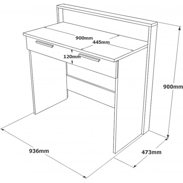 Home skrivbord 93,6x47,3 cm - Brun/gr�